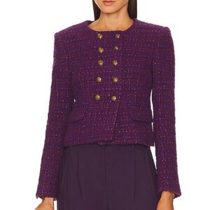 Veronica Beard Bentley Jacket Aubergine Multi 14 NWT $698
